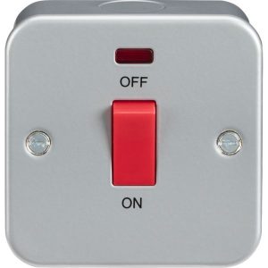 M8331N Metal Clad 45A DP Switch with Neon - Single Size
