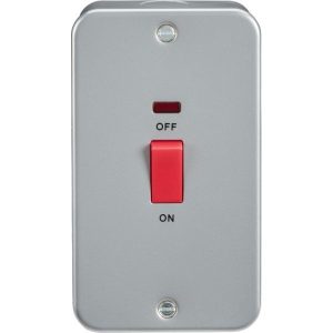 M8332N Metal Clad 45A DP Switch with Neon - Large Plate