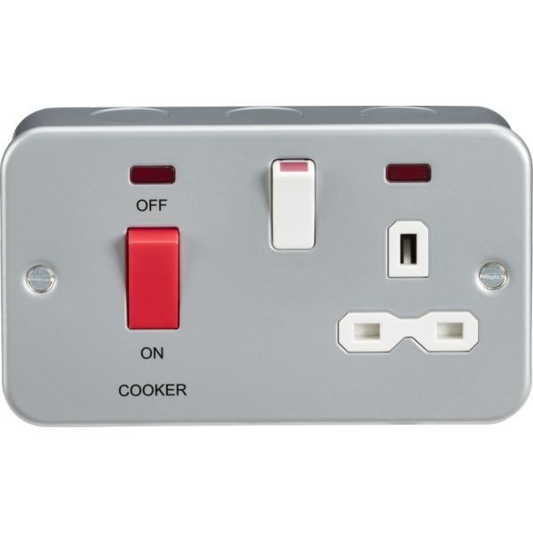 MR8333N Metal Clad 2G 45A DP Cooker Switch and 13A Switched Socket with Neons