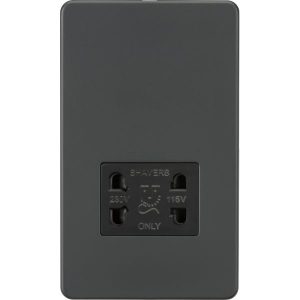 SF8900AT 115V/230V Dual Voltage Shaver Socket - Anthracite with Black Insert