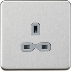 SFR7000UBCG 13A 1G Unswitched Socket - Brushed Chrome With Grey Insert