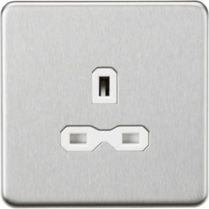 SFR7000UBCW 13A 1G Unswitched Socket - Brushed Chrome with White Insert