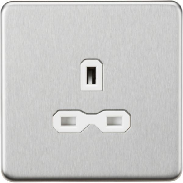 SFR7000UBCW 13A 1G Unswitched Socket - Brushed Chrome with White Insert