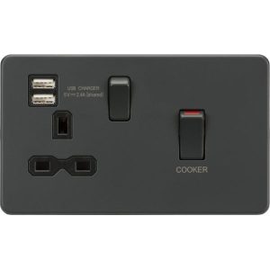 SFR83UMAT 45A DP Switch & 13A Socket with Dual USB A+A (5V DC 2.4A shared) -