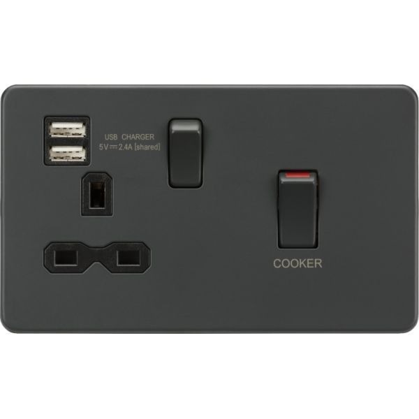 SFR83UMAT 45A DP Switch & 13A Socket with Dual USB A+A (5V DC 2.4A shared) -