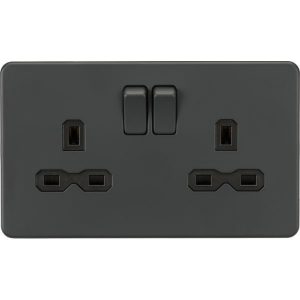 SFR9000AT 13A 2G DP Switched Socket With Twin Earths - Anthracite With Black Insert