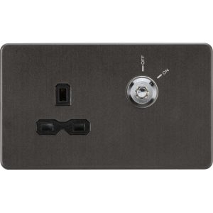 13A DP Key Lockable Socket (2G Plate) - Smoked Bronze with Black Insert
