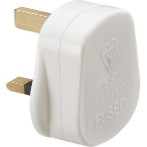 SN1831 13A Plug Top with 5A Fuse - White (Screw Cord Grip)
