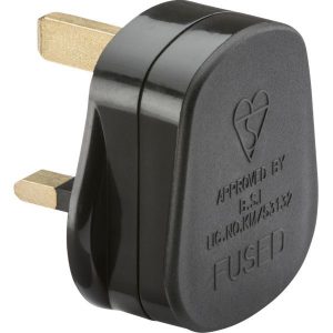 SN1383BK 13A Plug Top with 13A Fuse - Black (Screw Cord Grip)