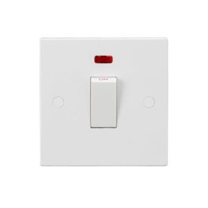 SN8331NW 45A DP Switch with Neon (1G size) - White Rocker