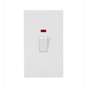 SN8332NW 45A DP Switch With Neon (2G Size) - White Rocker