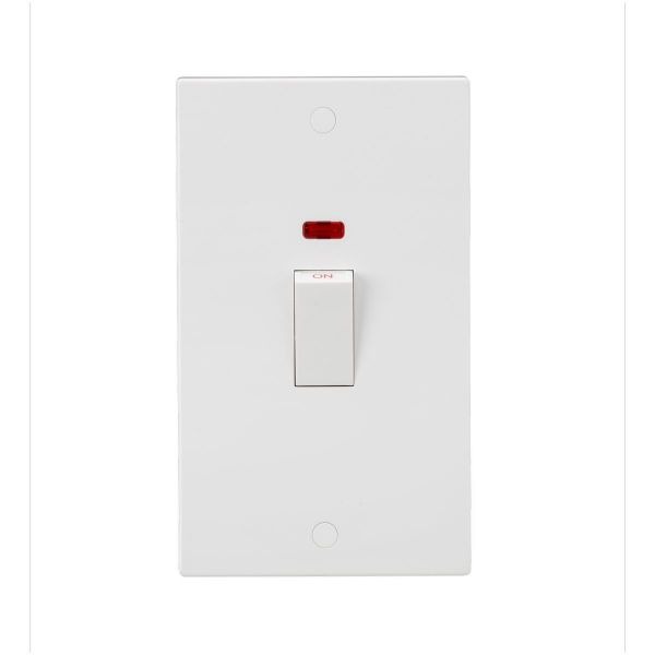 SN8332NW 45A DP Switch With Neon (2G Size) - White Rocker
