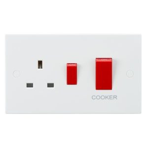 SN8333 45A DP Switch & 13A Socket - Red Rockers