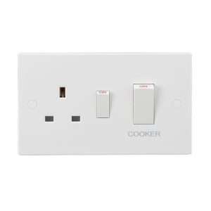 SN8333W 45A DP Switch & 13A Socket - White Rockers
