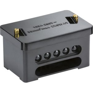 SNEB2 100A 2 x 5-Way (Double Pole) Service Connector Block - Brass Terminals