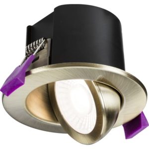 Knightsbridge SPKEVTAB SpektroLED Evo Tilt - Fire Rated IP65 Downlight with 2 x Wattage and 4 x CCT - Antique Brass