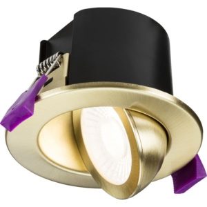 Knightsbridge SPKEVTB SpektroLED Evo Tilt - Fire Rated IP65 Downlight with 2 x Wattage and 4 x CCT - Brushed Brass
