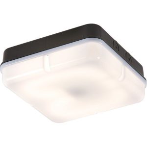 TPS28BOEMHF IP65 28W HF Square Emergency Bulkhead with Opal Diffuser and Black Base