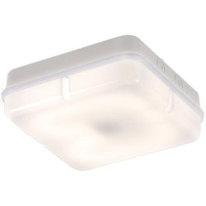 TPS28WOEMHF IP65 28W HF Square Emergency Bulkhead with Opal Diffuser and White Base