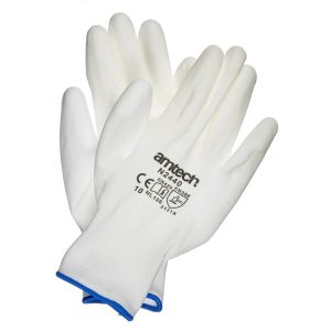 XL (Size 10) Light duty polyurethane-coated work gloves - white
