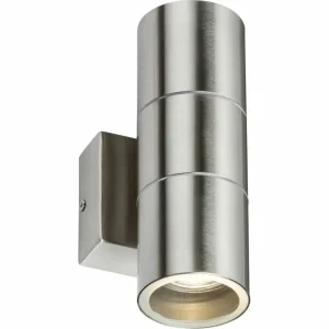 230V IP54 GU10 Up and Down Wall Light - Brushed Chrome