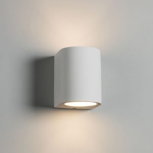 PWL5 230V G9 40W Curved Up and Down Plaster Wall Light