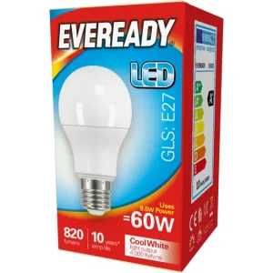 Eveready 8.2W=60W Opal LED GLS Bulb E27 4000K