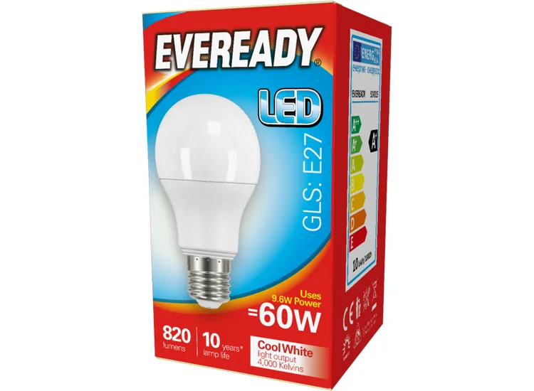 Eveready 8.2W=60W Opal LED GLS Bulb E27 4000K