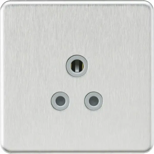 SF5ABCG 5A Unswitched Round Socket - Brushed Chrome with Grey Insert