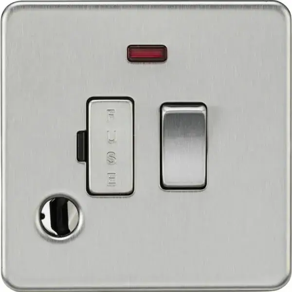 SF6300FBC 13A Switched Fused Spur with Neon and Flex Outlet - Brushed Chrome