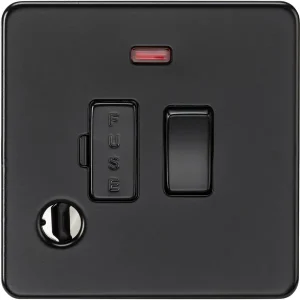 13A Switched Fused Spur With Neon And Flex Outlet - Matt Black