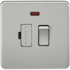 SF6300NBC 13A Switched Fused Spur Unit with Neon - Brushed Chrome