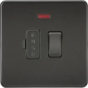 13A Switched Fused Spur Unit With Neon - Matt Black