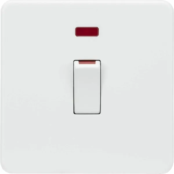 SF81MNMW 45A DP Switch with Neon (1G size) - Matt White