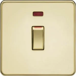 45A DP Switch with Neon (1G Size) - Polished Brass