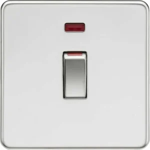 45A DP Switch with Neon (1G Size) - Polished Chrome