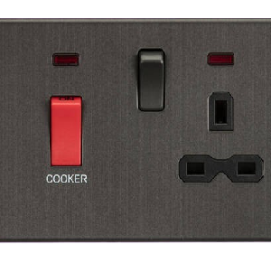 45A DP Switch & 13A Socket with Neons - Smoked Bronze with Black Insert
