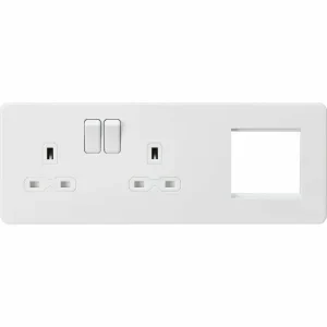 SFR192LMW 13A 2G DP Socket + 2G Modular Combination Plate - Matt White with White Insert