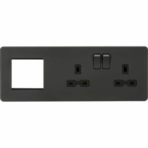 SFR192RAT 13A 2G DP Socket + 2G Modular Combination Plate - Anthracite With Black Insert