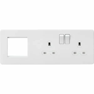 SFR192RMW 13A 2G DP Socket + 2G Modular Combination Plate - Matt White with White Insert