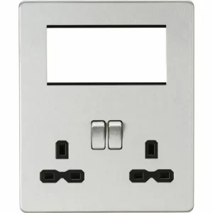 SFR194BC Small Multimedia Combination Plate - Brushed Chrome with Black Insert