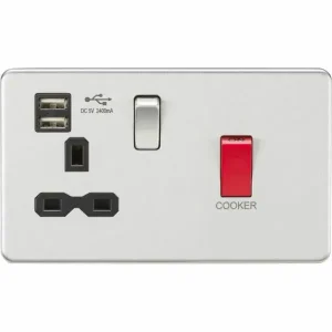 SFR8333UBC 45A DP Switch & 13A Socket with Dual USB A+A (5V DC 2.4A shared) -