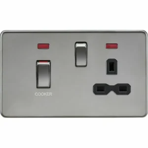 45A DP Switch & 13A Socket with Neons - Black Nickel with Black Insert