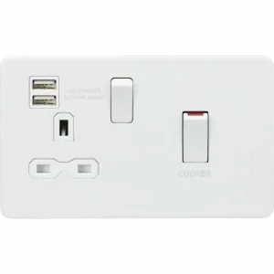 SFR83UMMW 45A DP Switch & 13A Socket with Dual USB A+A (5V DC 2.4A shared) -