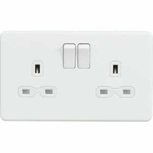 SFR9000MW 13A 2G DP Switched Socket with Twin Earths - Matt White with White Insert