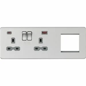 SFR992LBCG 13A 2G DP Socket +2G Modular + Dual USB A+C 12V DC 1.5A (Max. 18W)