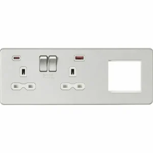 SFR992LBCW 13A 2G DP Socket +2G Modular + Dual USB A+C 12V DC 1.5A (Max. 18W)
