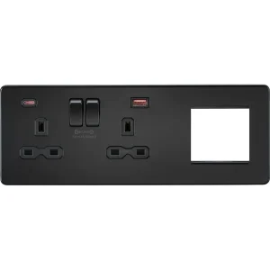 13A 2G DP Socket +2G Modular + Dual USB A+C 12V DC 1.5A (Max. 18W) -