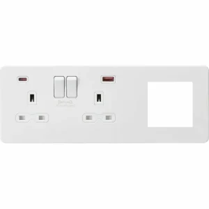 SFR992LMW 13A 2G DP Socket +2G Modular + Dual USB A+C 12V DC 1.5A (Max. 18W)