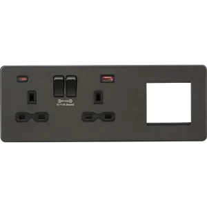 13A 2G DP Socket +2G Modular + Dual USB A+C 12V DC 1.5A (Max. 18W) -